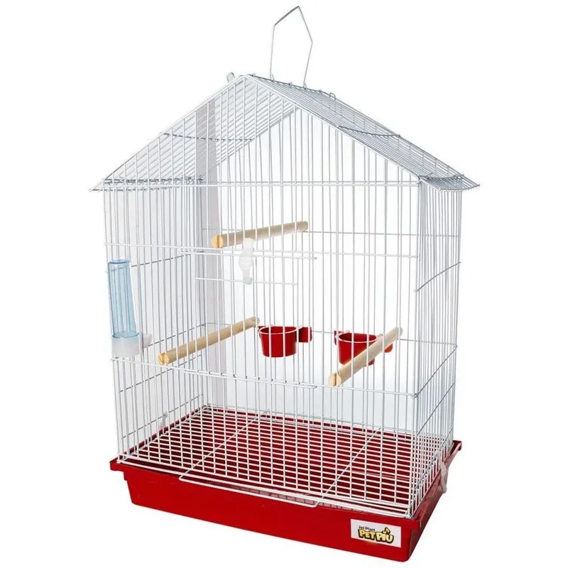Gaiola Calopsita Teto Aramado Vermelho Pet Piu Jel Plast