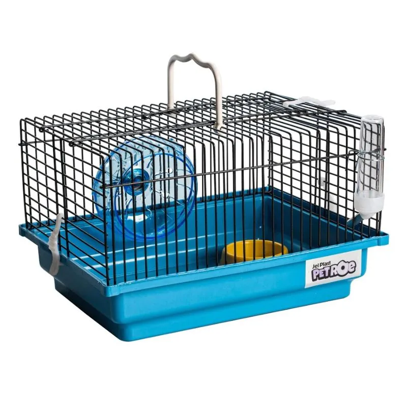 Gaiola Para Hamster Brasileirinha Cor Preto E Azul Jel Plast Pet Roe