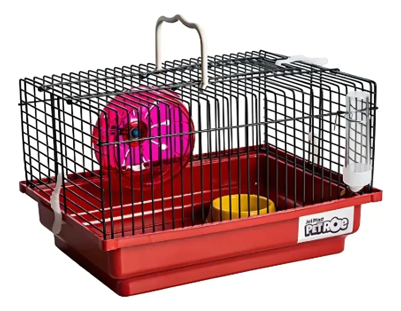 Gaiola Hamster Roedores Brasileirinha Black Metal Jel Plast Cor Preto/vermelho