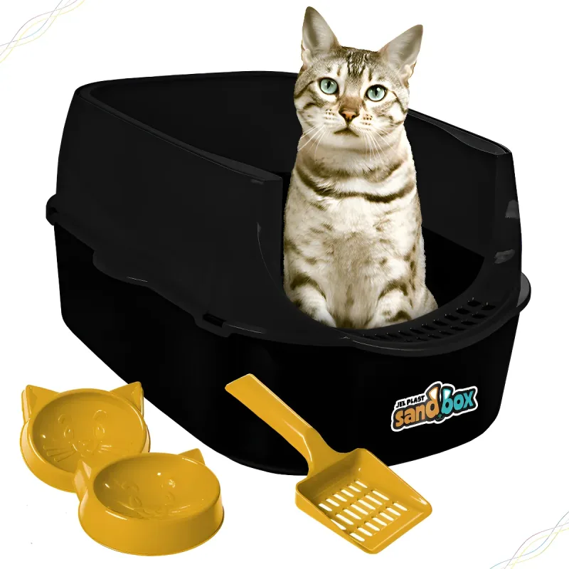 Kit Sanitario Caixa De Areia P/ Gatos Sandbox Furba Jelplast Black
