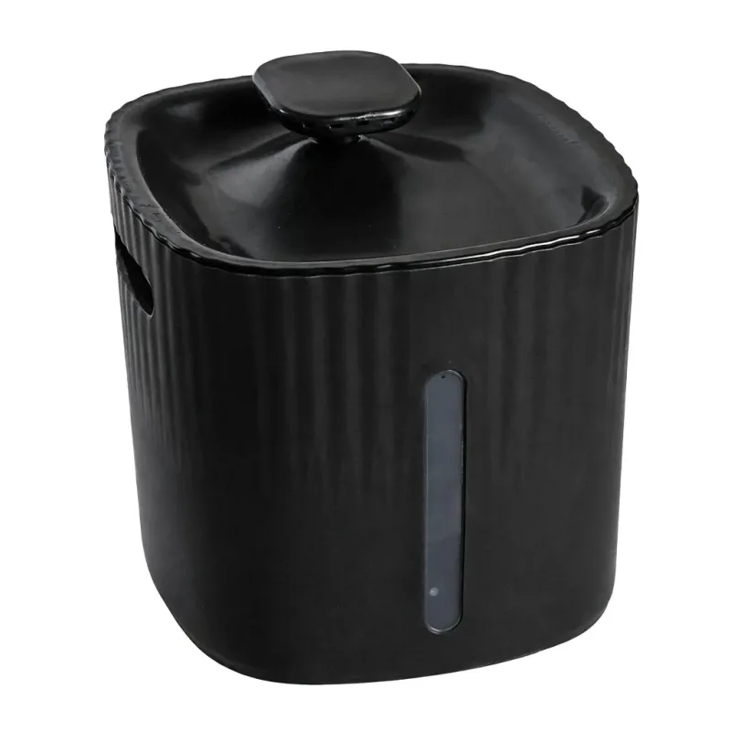 Fonte de água com filtro LED indicador de nível de água e Comedouro elevado - Preta