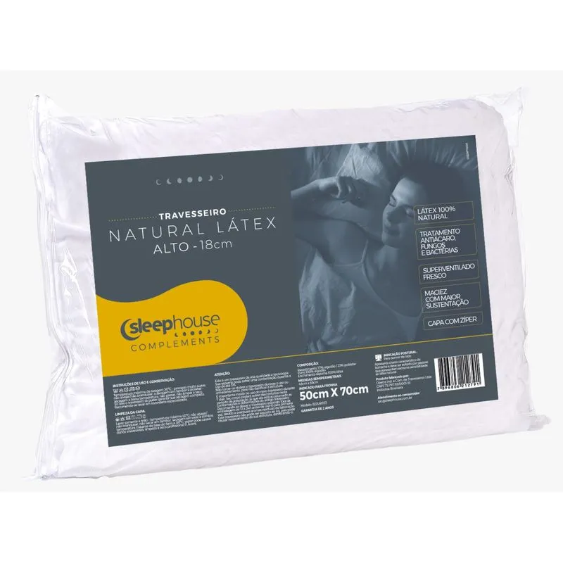Travesseiro Látex Alto LN1103 50x70x18 - Sleep Complements Branco
