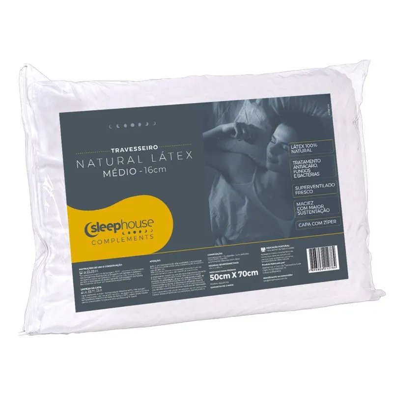 Travesseiro Látex Médio 50x70x16 LN1102 - Sleep Complements Branco