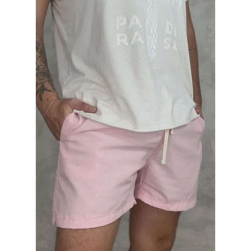 Short masculino curto com bolsos rosa