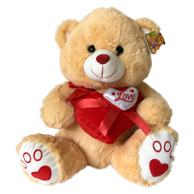 Urso de Pelúcia 46cm sentado Bege com coração Love