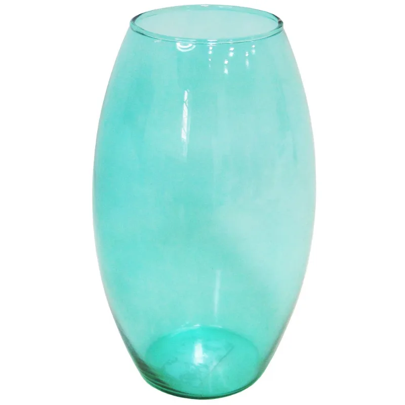 Vaso de vidro romeu translucido azul turquesa 22X13CM de