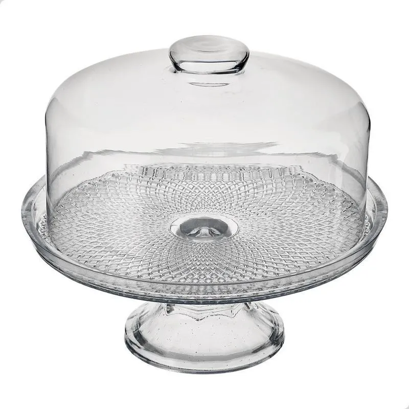 Queijeira De Vidro Com Pé Vitazza Boleira Redonda 22Cm Tampa