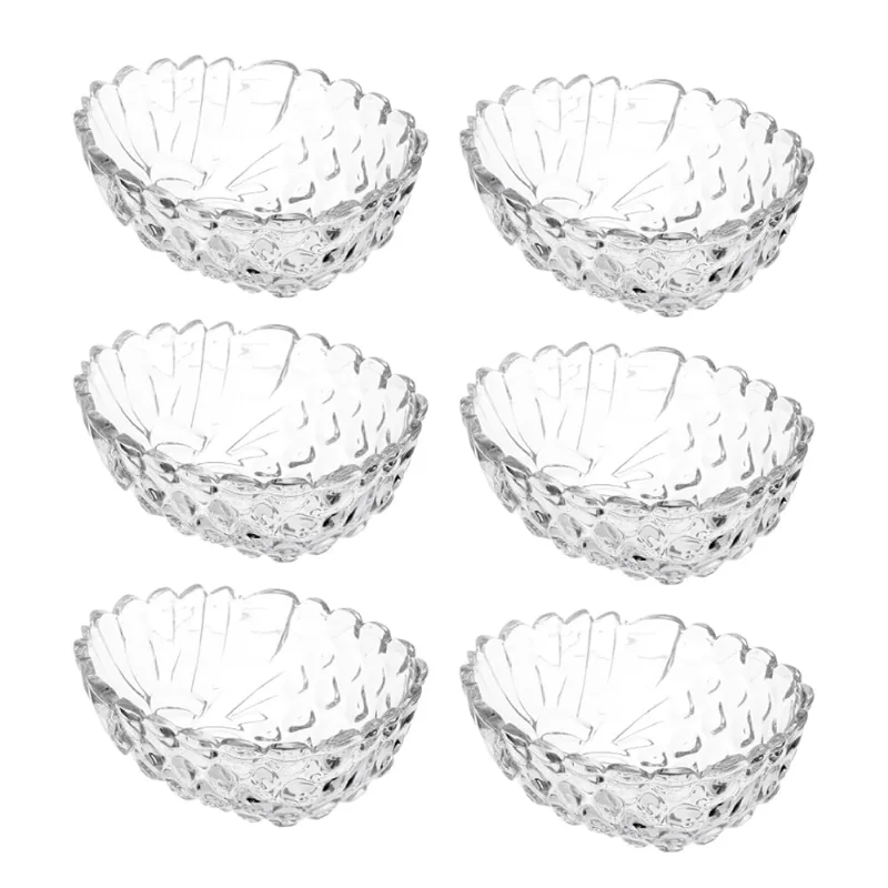 Jogo Petisqueiras Vidro Cristal Útil Bazar 6 Peças 13x9cm 130701W