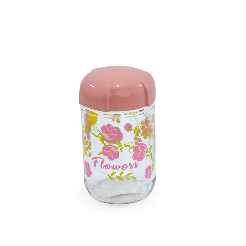 Pote Vidro com Tampa Decorado 8,7x8,7x15,5cm 131542