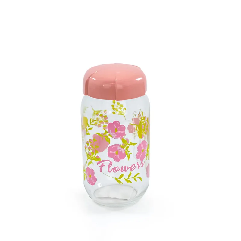 Pote Vidro com Tampa Decorado 9,6x9,6x19,5cm 131543