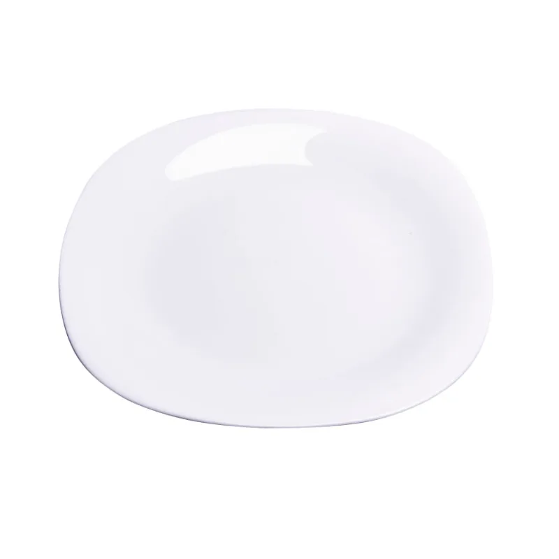 Prato Sobremesa Vidro Quadrado Branco Útil Bazar 22cm RF122