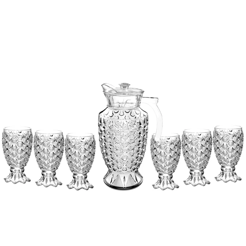 Jogo de Jarra e Copos de Vidro 7 Peças Útil Bazar 1,5L RF162