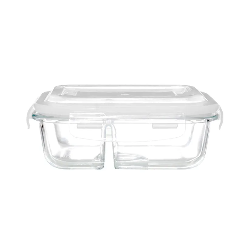 Pote Hermético de Vidro Retangular com Tampa e 2 Divisórias Útil Bazar 640ml RF151