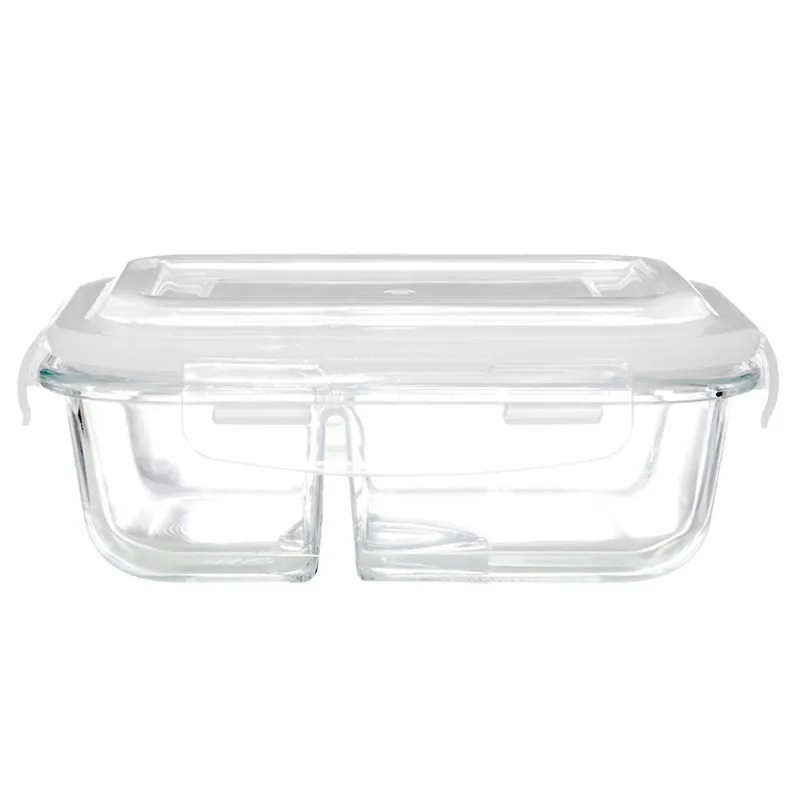 Pote Hermético de Vidro Retangular com Tampa e 2 Divisórias Útil Bazar 1L RF152