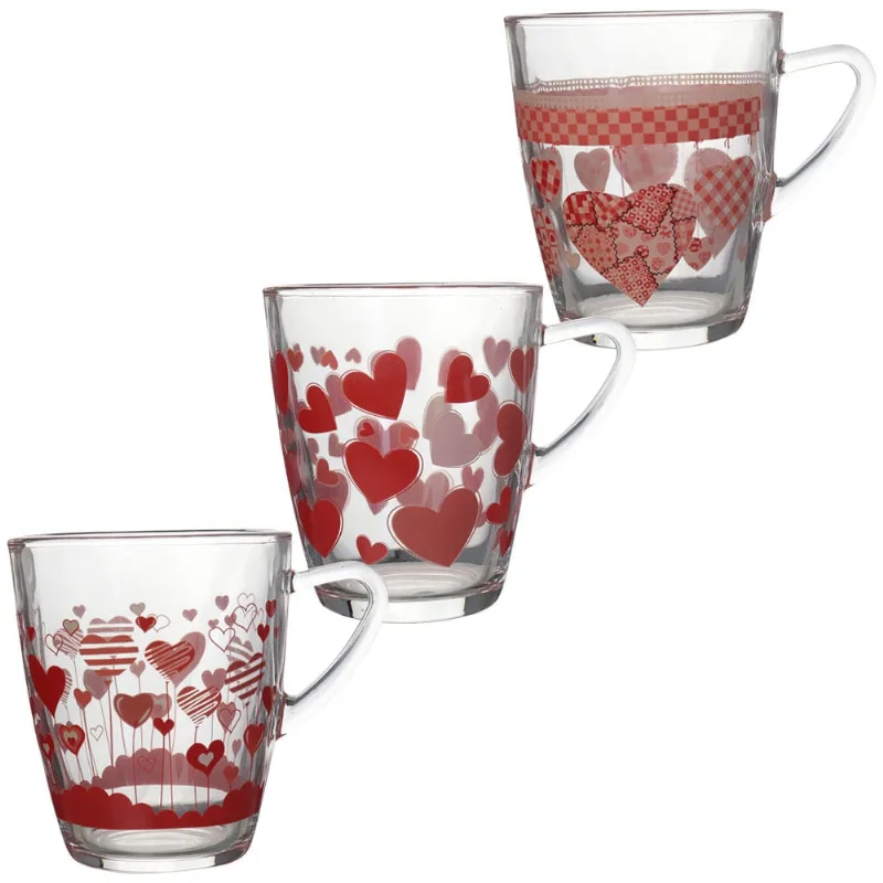Jogo de Canecas Vidro Decorada 3pcs 320ml A4010TWB3