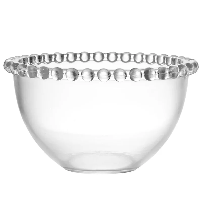 Tigela Pearl Redonda Vidro Borda Cristal Útil Bazar 13x8cm RF340
