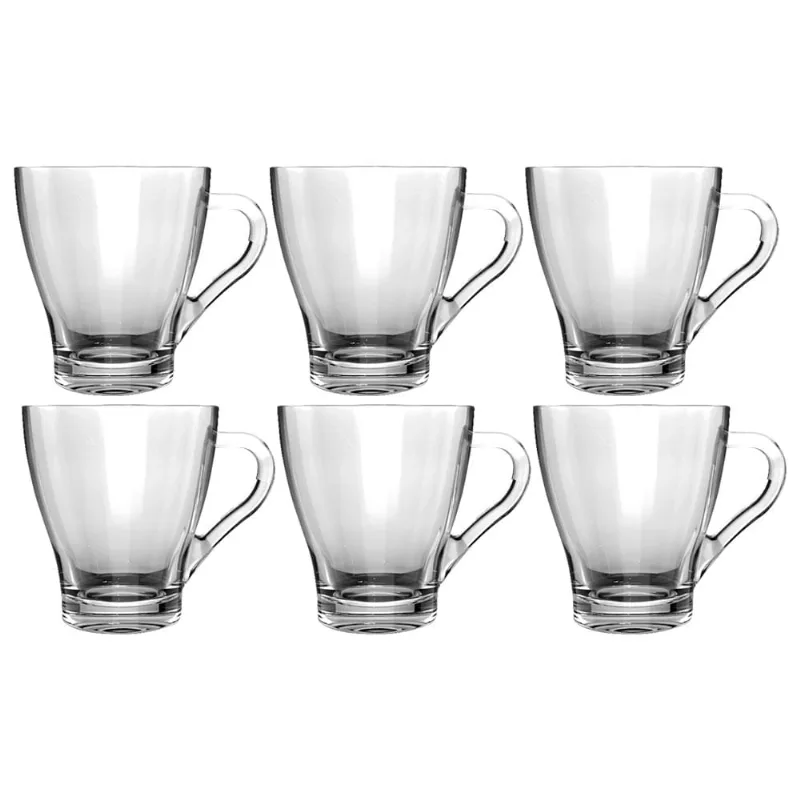 Jogo Xícaras de Vidro Cristal 6pcs Útil Bazar RF724