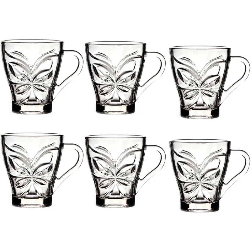Jogo Xícaras Vidro 6 Peças Cristal Útil Bazar 280ml RF726