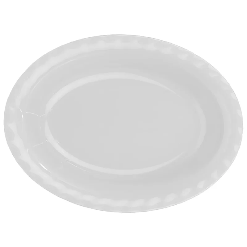 Travessa Oval Funda em Melamina Branca Útil Bazar 30cm RF856
