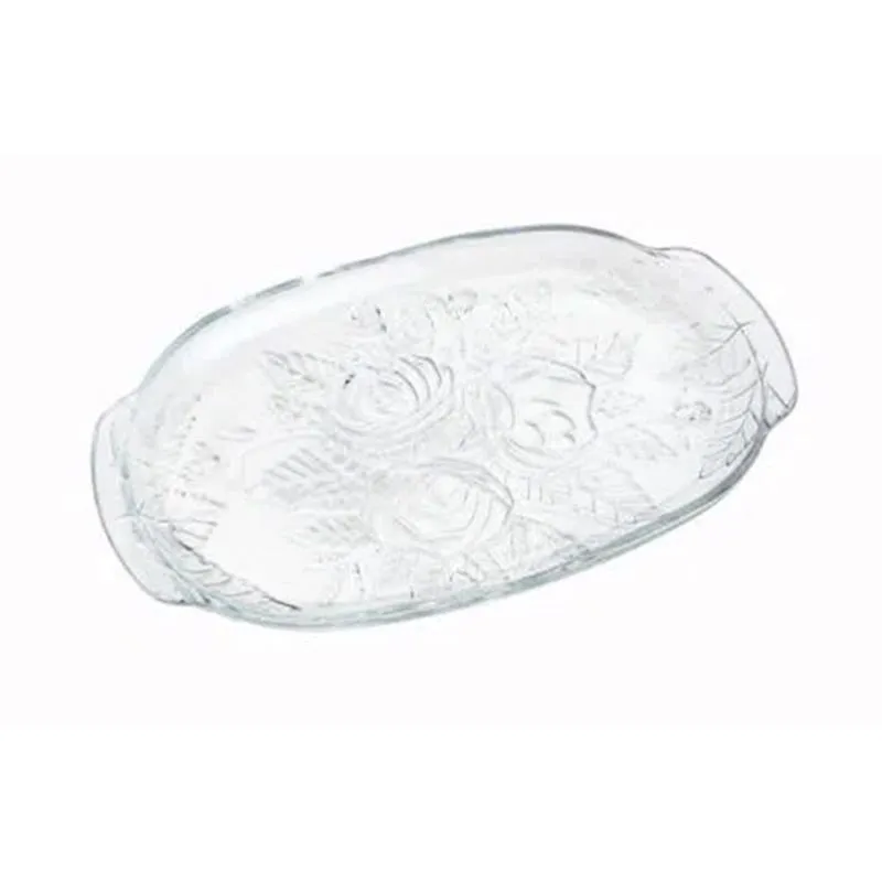 Travessa Vidro Decorado Oval 32,5x20x3 Cm Petisqueira