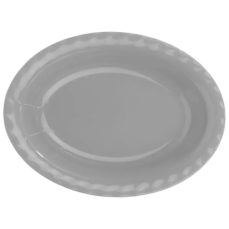 Travessa Oval Funda em Melamina Cinza Útil Bazar 30cm RF887