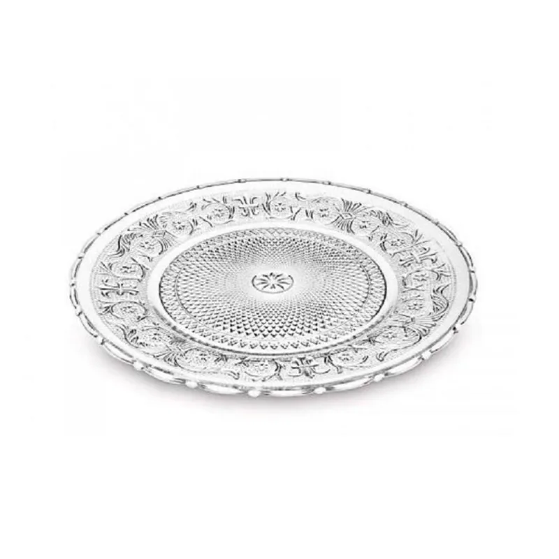 Prato Para Bolo de Vidro Decorado Redondo 40X31.5X31.7cm RF1145