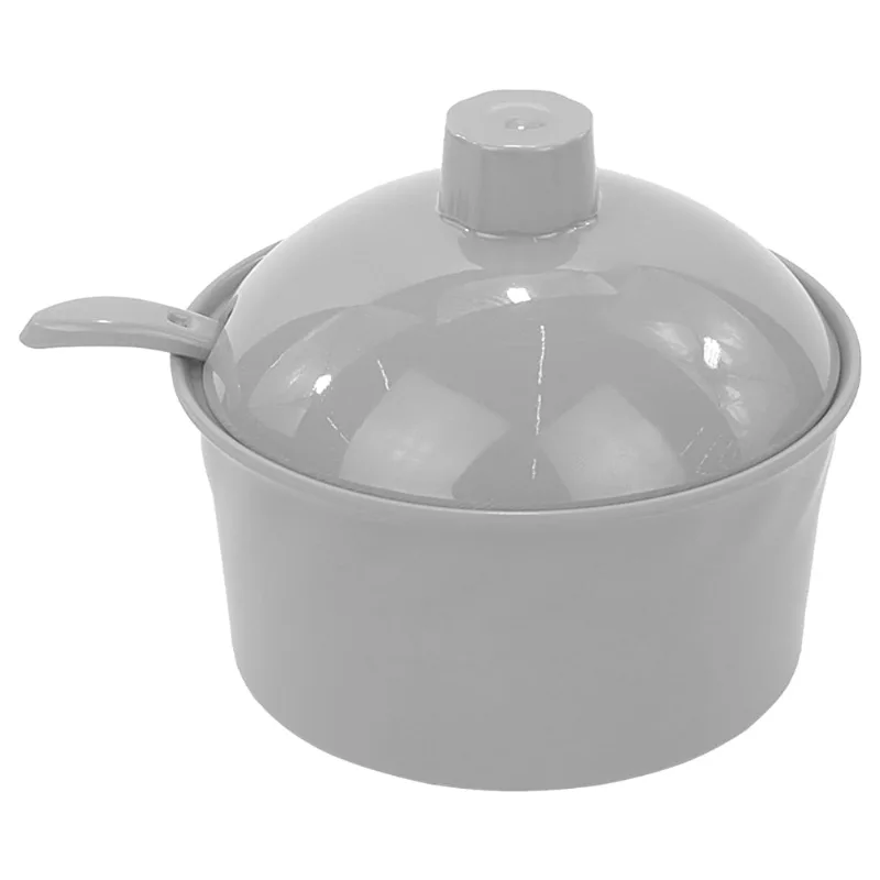 Açucareiro Redondo com Colher em Melamina Cinza Útil Bazar 10cm RF894