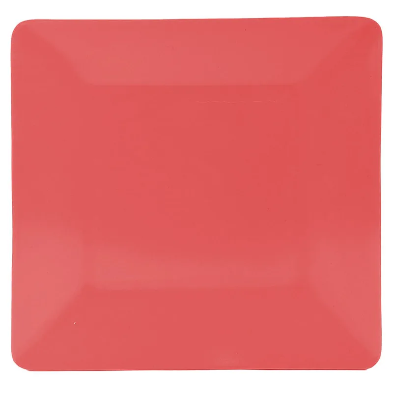Prato Quadrado em Melamina Vermelho Coral Útil Bazar 27cm RF923