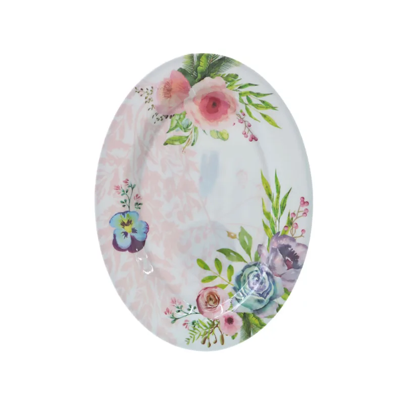 Travessa em Melamina Decorada Oval Útil Bazar 25cm RF989