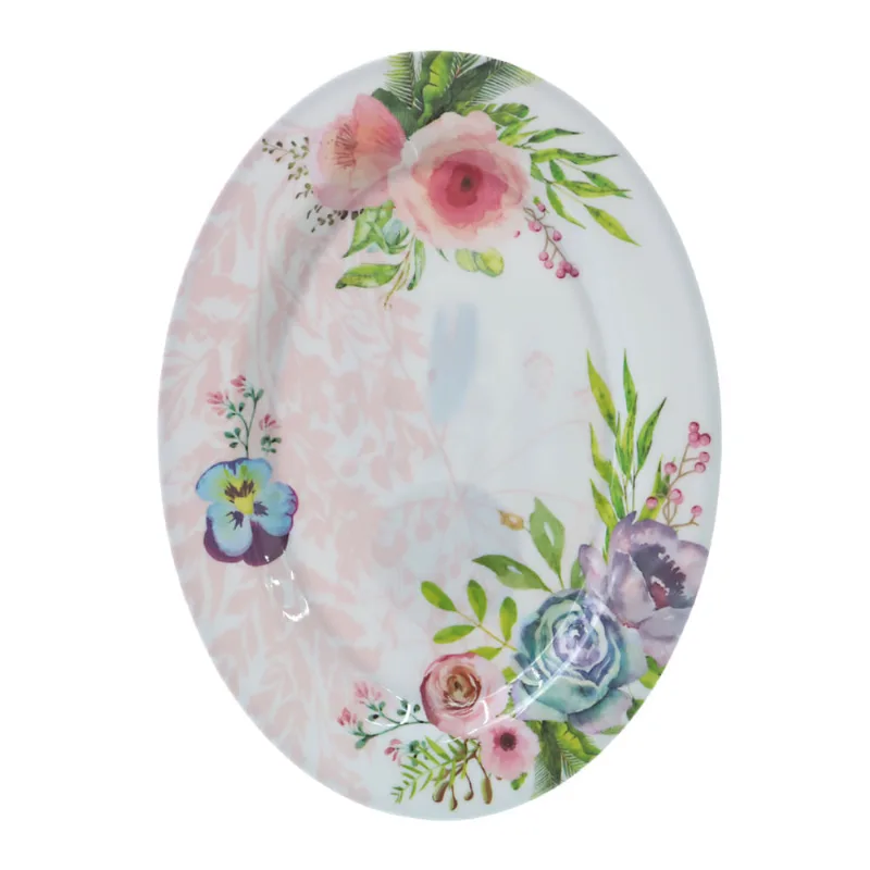 Travessa em Melamina Decorada Oval Útil Bazar 35cm RF