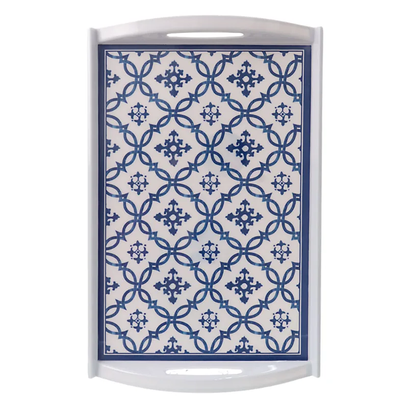 Bandeja em Melamina Decorada Retangular Útil Bazar 40x25cm RF996