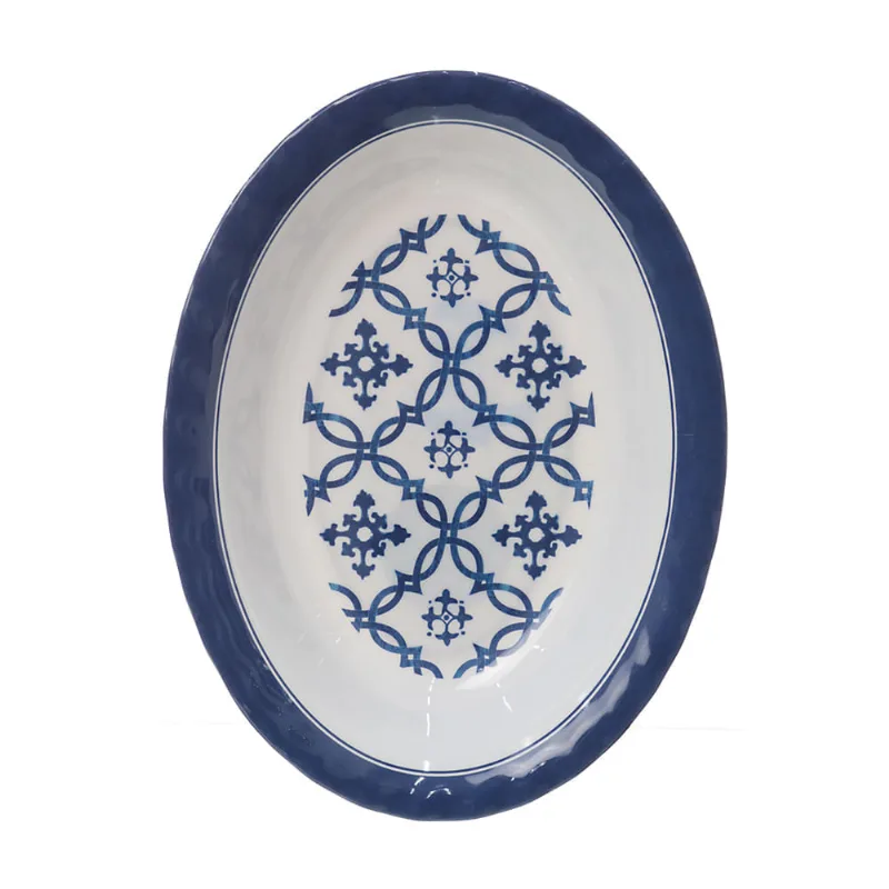 Travessa Funda em Melamina Decorada Oval Útil Bazar 25cm RF1010