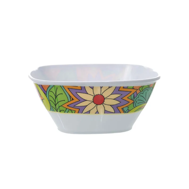 Tigela Melamina Decorada Quadrada 15x7x9cm RF1033