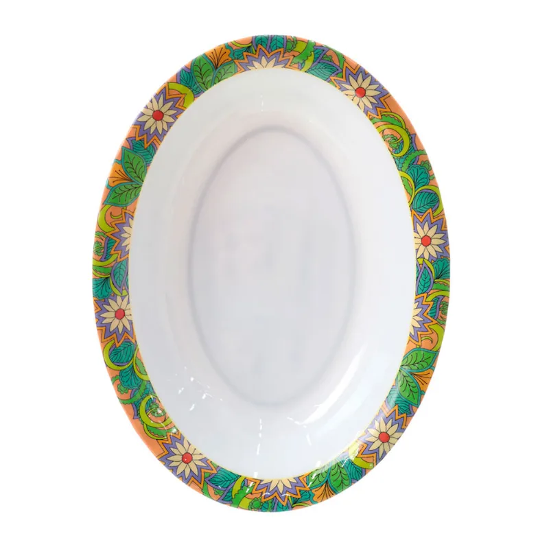 Travessa Funda em Melamina Decorada Oval Útil Bazar 27cm RF1041