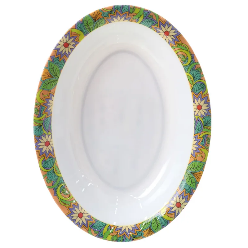 Travessa Funda em Melamina Decorada Oval Útil Bazar 30cm RF1042