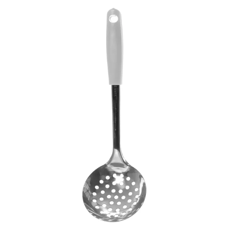 Escumadeira Inox com Cabo Branco Útil Bazar 33cm RF423