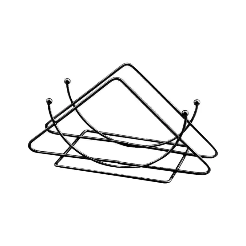Porta Guardanapo Triângulo Aramado Preto Útil Bazar 13cm RF514