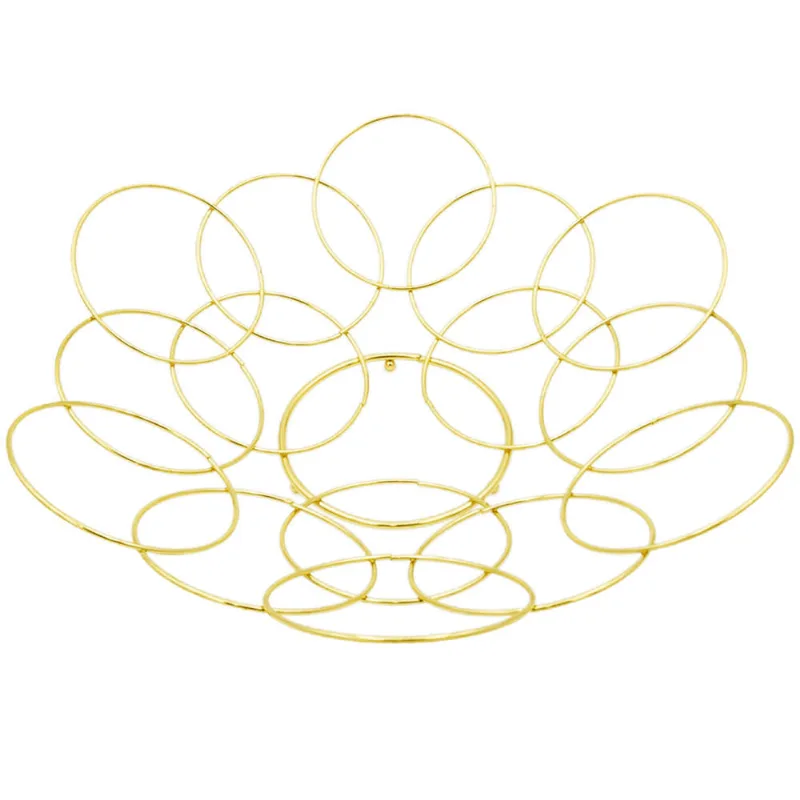 Fruteira de Mesa Círculos Aramado Dourado Útil Bazar 31cm RF568