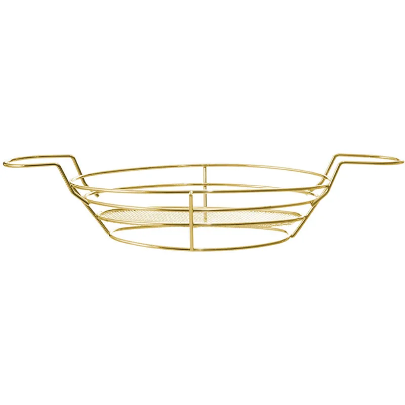 Cesta Oval Aramado com Alça Dourada Útil Bazar 36x17cm RF572