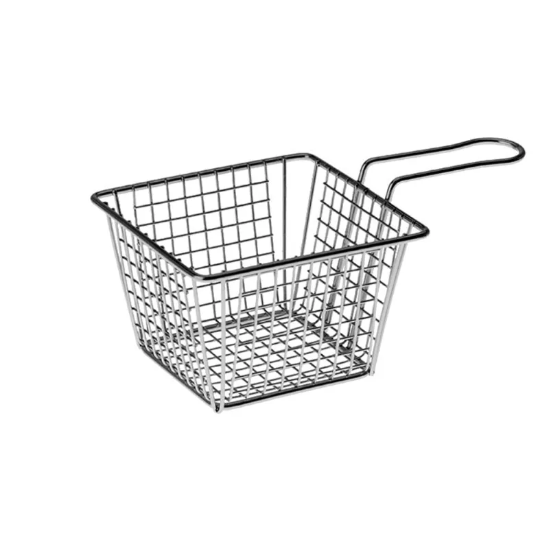 Cesta para Servir Funda Aramado com Cabo Prata Útil Bazar 16x10cm RF573