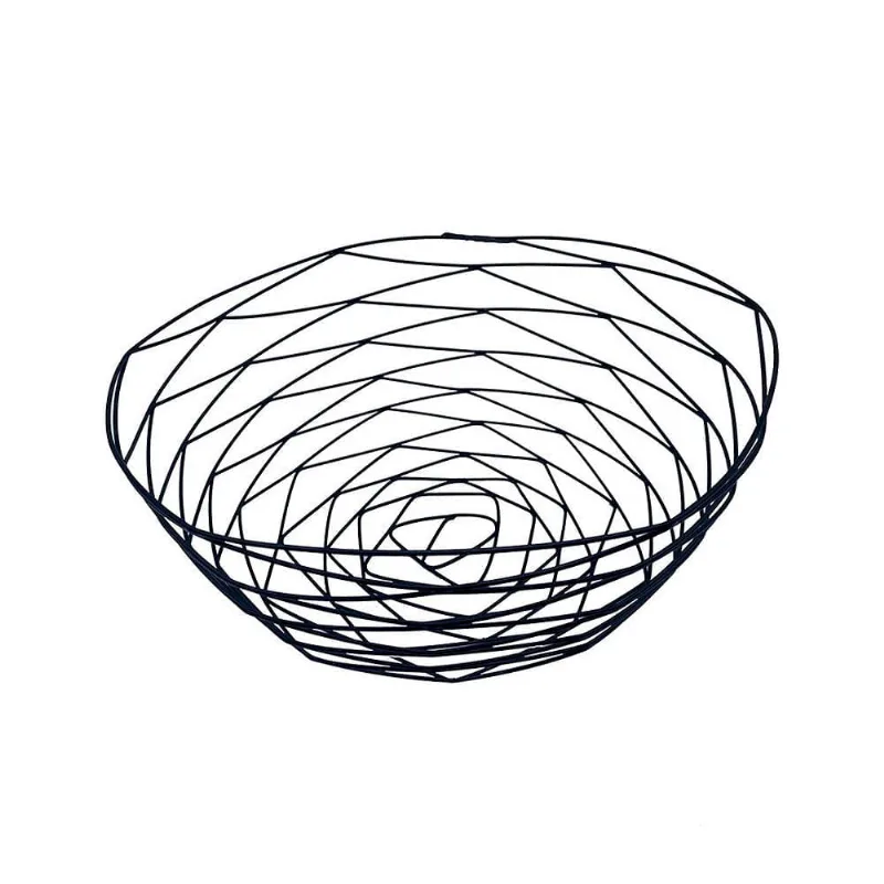 Cesta Oval Aramado Preto Útil Bazar 26x30cm RF592
