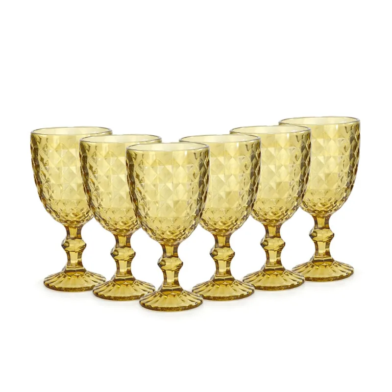 Jogo Taças Brilhante Vidro 6 Peças Ambar Útil Bazar 355ml DK50120DLLC