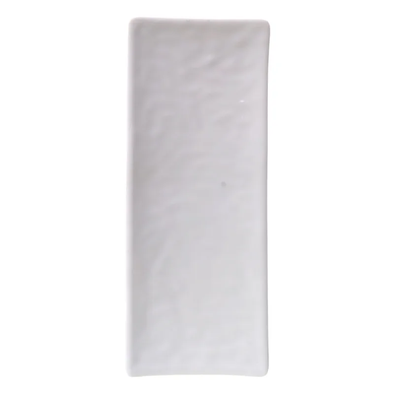 Travessa Retangular em Melamina Branco Útil Bazar 11x37cm RF1357