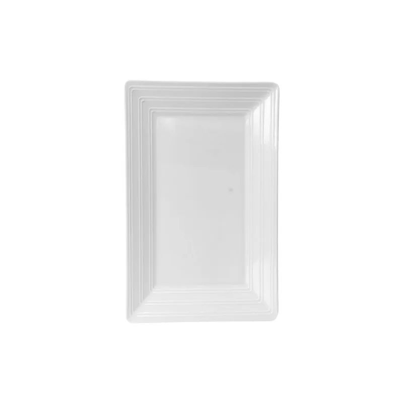 Travessa Retangular em Melamina Branco Útil Bazar 16x25cm RF1359
