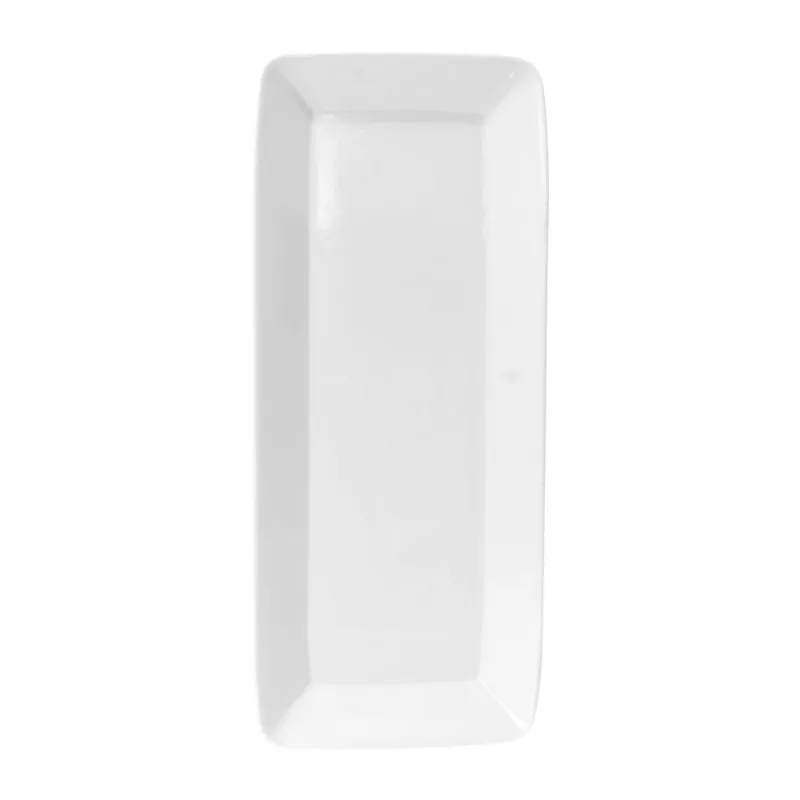 Travessa Retangular em Melamina Branco Útil Bazar 13x30cm RF1363