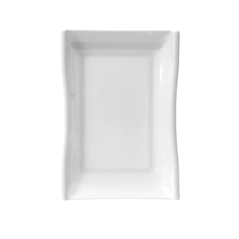 Travessa Retangular em Melamina Branco Útil Bazar 12x17cm RF1368