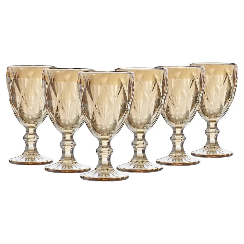Jogo de Taças Vidro Metalizada 6 Peças Âmbar Útil Bazar 310ml RF1855A
