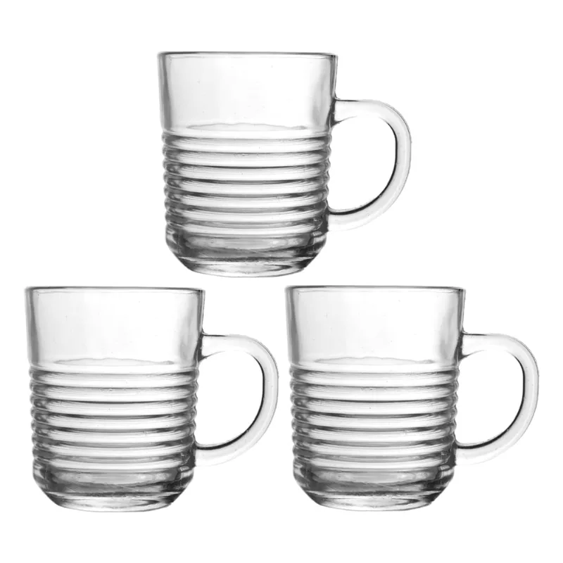 Jogo de Canecas Vidro 3 peças Útil Bazar 235ml