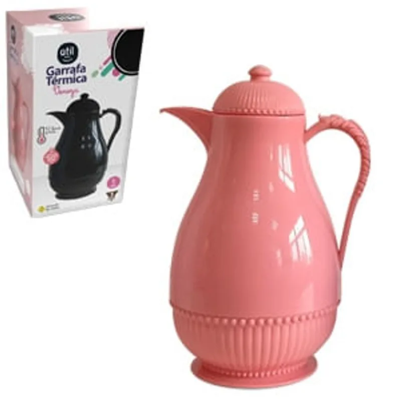 Garrafa Térmica Vintage Veneza Rosa Útil Bazar 1L RF3116RO