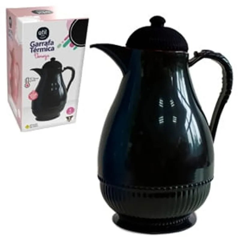 Garrafa Térmica Vintage Veneza Preto Útil Bazar 1L RF3116PR